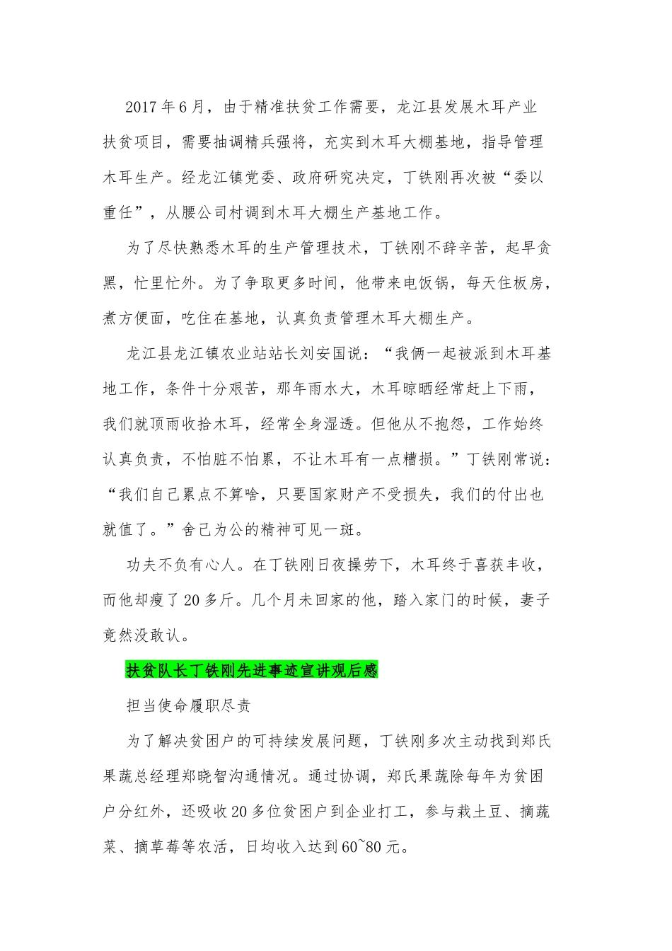 扶贫队长丁铁刚先进事迹宣讲观后感两篇汇编文2020年.docx_第3页