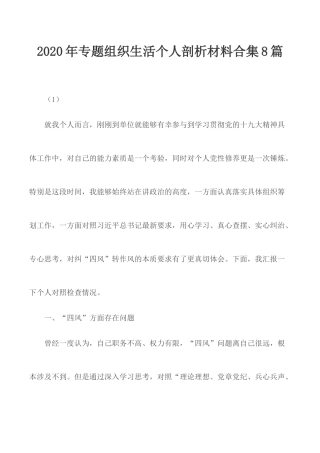 2020年专题组织生活个人剖析材料合集8篇.docx