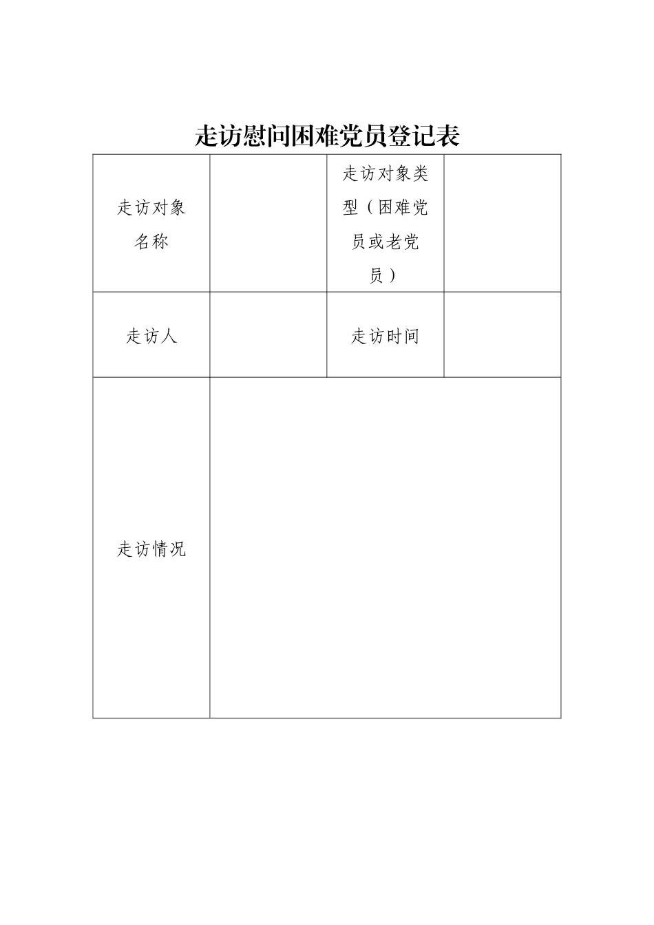 村走访慰问困难党员登记表.docx_第1页