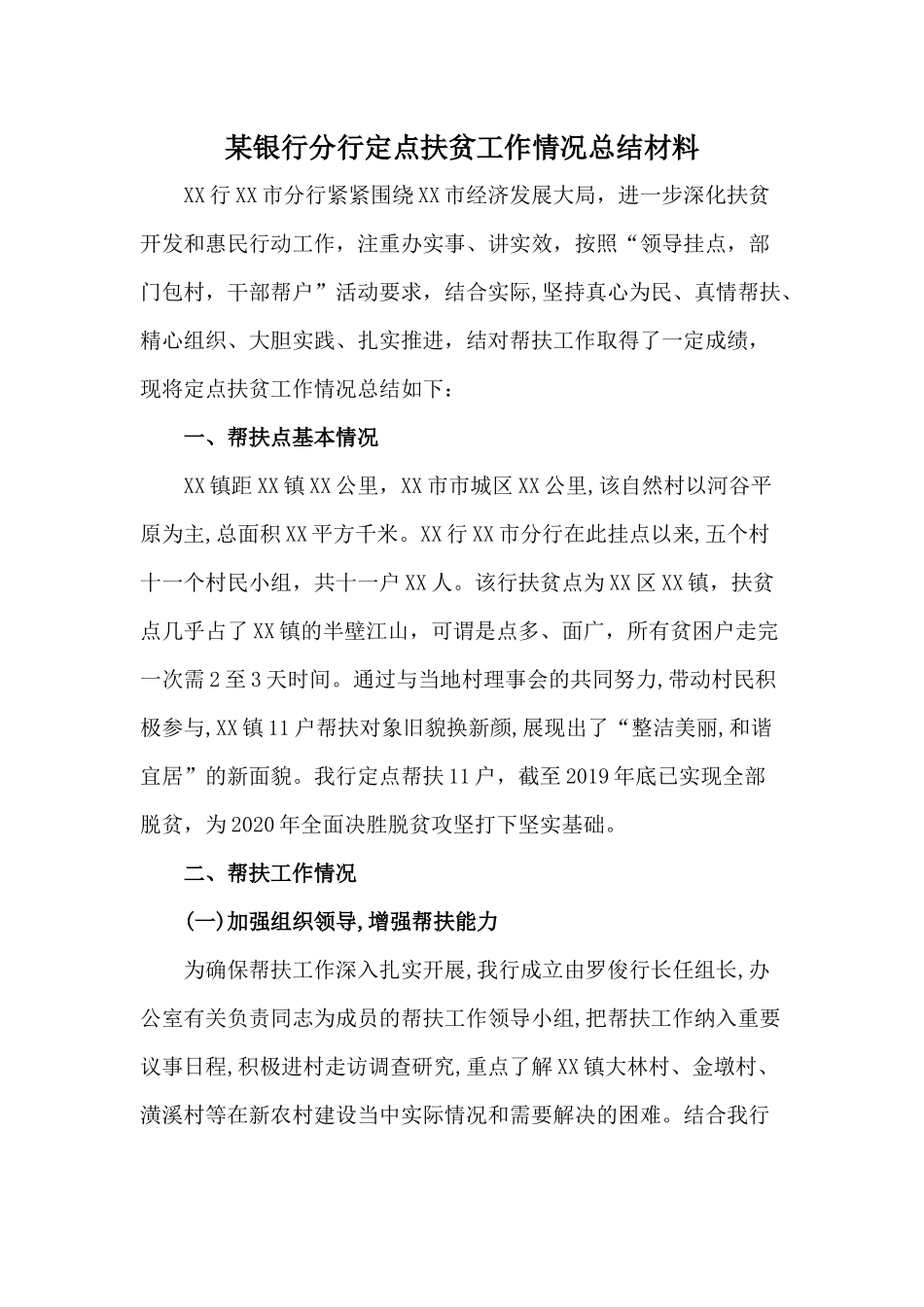 某银行分行定点扶贫工作情况总结材料.docx_第1页