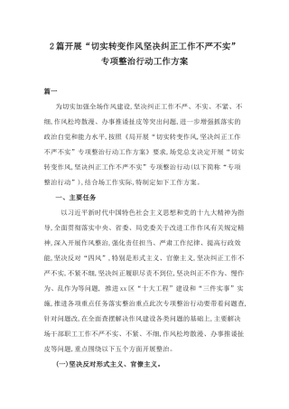 2篇开展“切实转变作风坚决纠正工作不严不实” 专项整治行动工作方案.docx