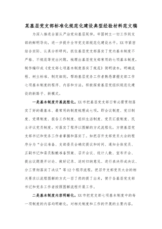 某基层党支部标准化规范化建设典型经验材料范文稿.docx