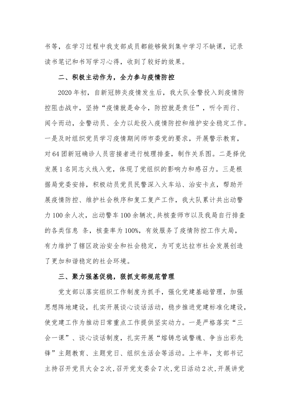 刑警大队党支部2020年上半年工作汇报和档案局规范行政执法专项整治自查情况汇报合编.docx_第2页