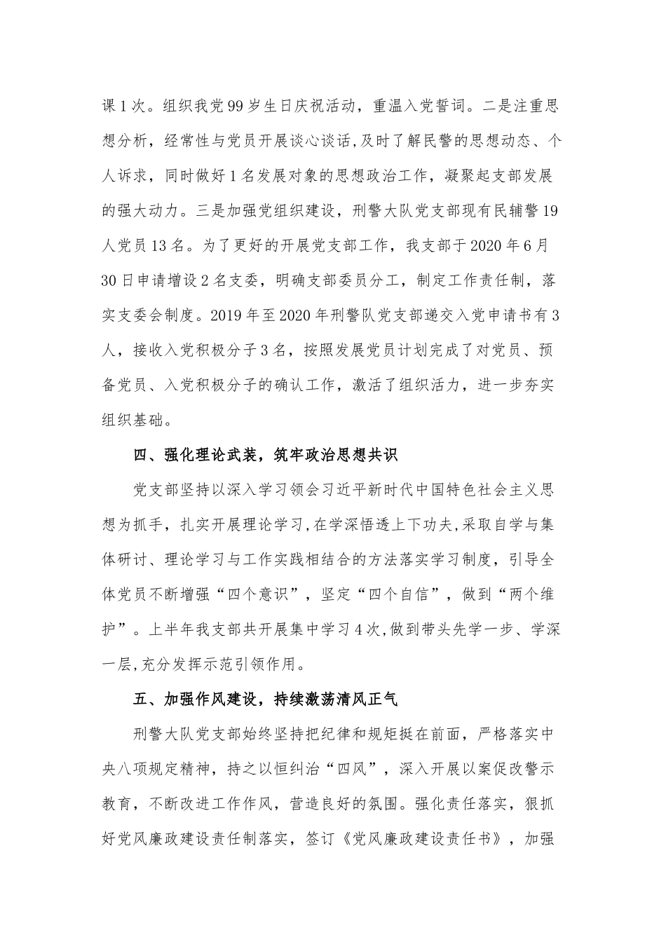 刑警大队党支部2020年上半年工作汇报和档案局规范行政执法专项整治自查情况汇报合编.docx_第3页