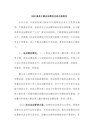 2020基层乡镇法治建设总结自查报告.docx