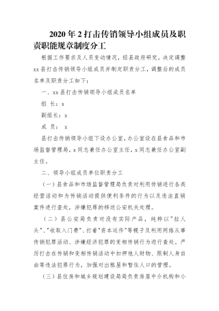 2020年2打击传销领导小组成员及职责职能规章制度分工.doc