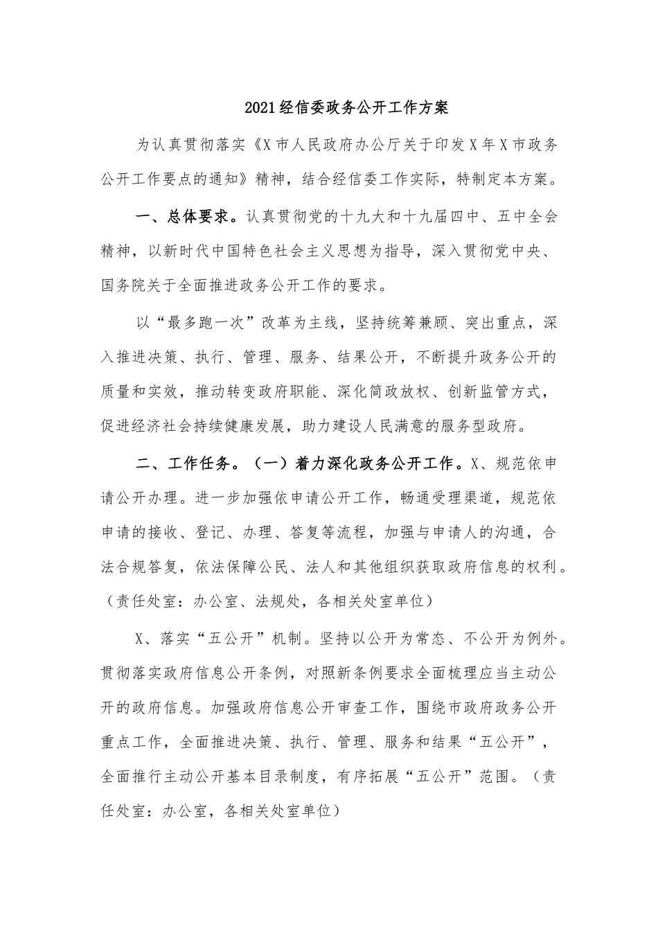 2021经信委政务公开工作方案.docx_第1页