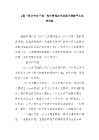 2篇“优化营商环境”集中整顿活动查摆问题清单及整改措施.docx