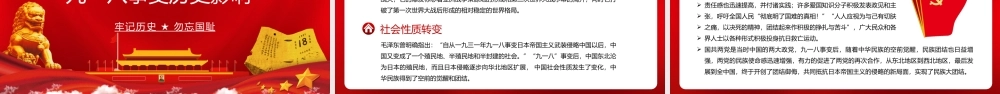 红色党政风勿忘国耻铭记九一八事变PPT模板.pptx