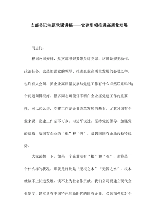 支部书记主题党课讲稿——党建引领推进高质量发展.docx