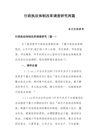 行政执法体制改革调查研究两篇.docx