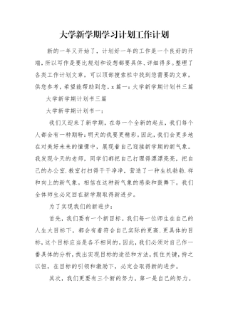大学新学期学习计划工作计划.doc