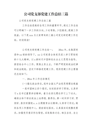 公司党支部党建工作总结三篇.doc