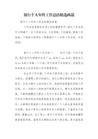 银行个人年终工作总结精选两篇.doc