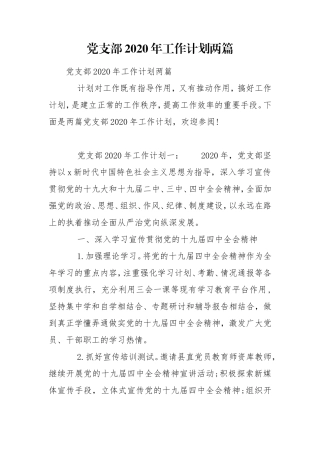 党支部2020年工作计划两篇.doc