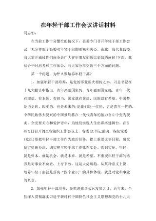 在年轻干部工作会议讲话材料.docx