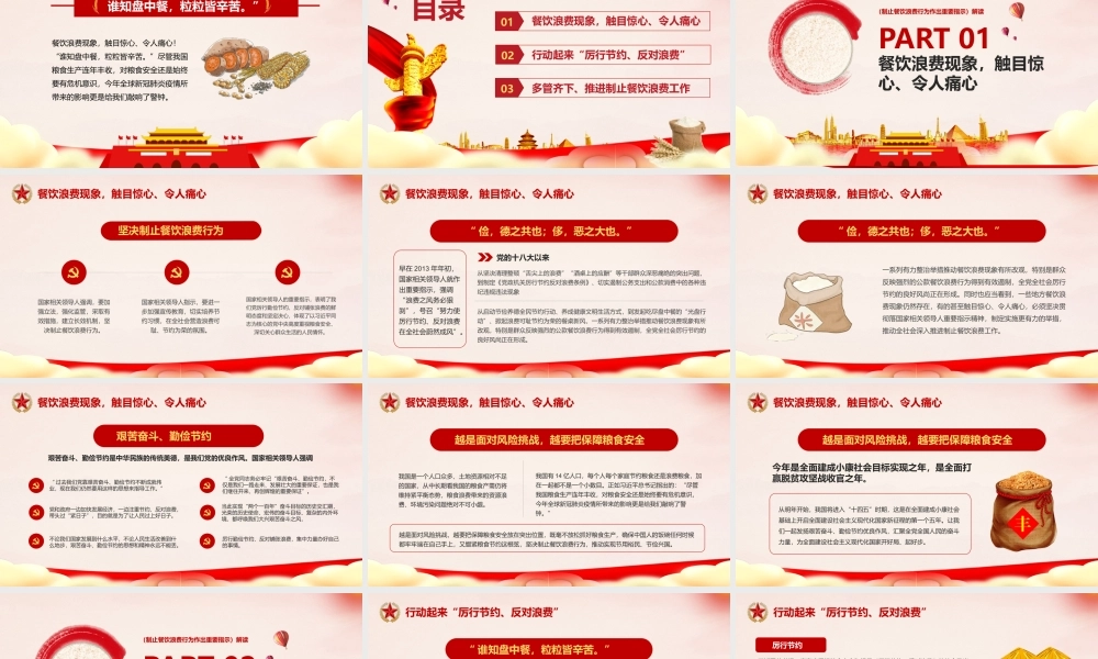 主题党课讲稿：厉行节约反对浪费制止餐饮浪费行为作出重要指示PPT模版.pptx