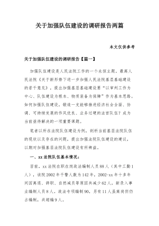 关于加强队伍建设的调研报告两篇.docx