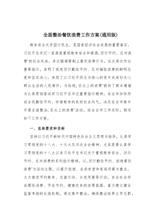 全面整治餐饮浪费工作方案(通用版).docx