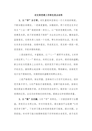 村支部党建工作特色亮点材料.docx