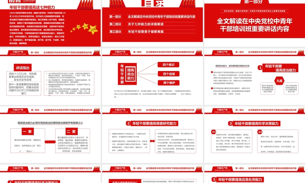 主题党日PPT：年轻干部要提高这七种能力通用PPT模板.pptx