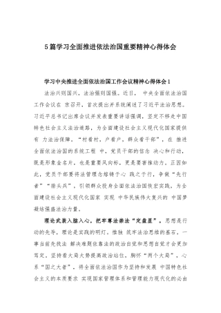 5篇学习全面推进依法治国重要精神心得体会.docx