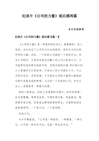 纪录片《公司的力量》观后感两篇.docx