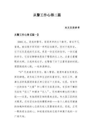 从警工作心得二篇.docx