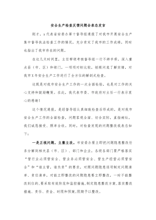 安全生产检查反馈问题会表态发言.docx