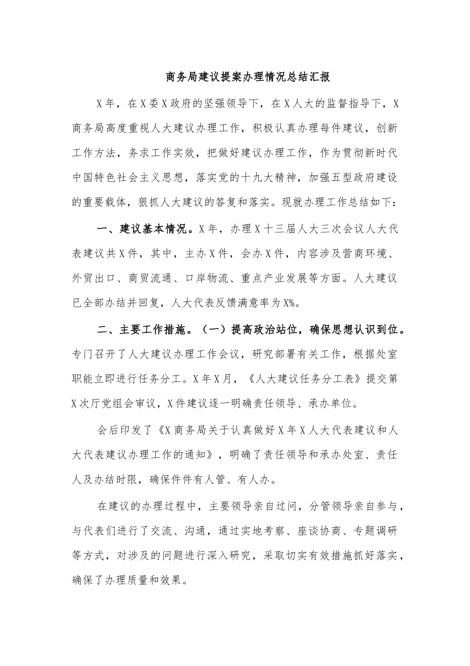 商务局建议提案办理情况总结汇报.docx_第1页