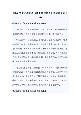2020年警示教育片《被围猎的权力》观后感5篇合编.docx