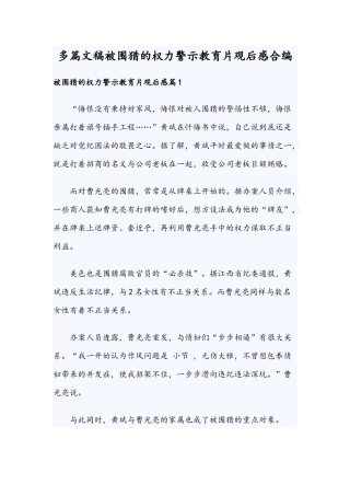 多篇文稿被围猎的权力警示教育片观后感合编.docx