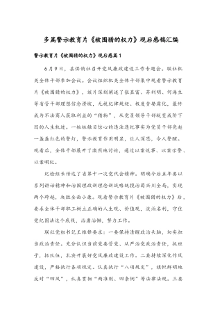 多篇警示教育片《被围猎的权力》观后感稿汇编.docx