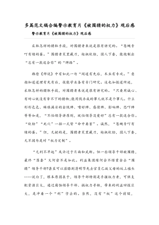 多篇范文稿合编警示教育片《被围猎的权力》观后感.docx
