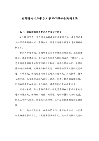 被围猎的权力警示片学习心得体会简稿2篇.docx