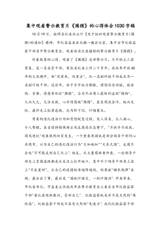 集中观看警示教育片《围猎》的心得体会1030字稿.docx