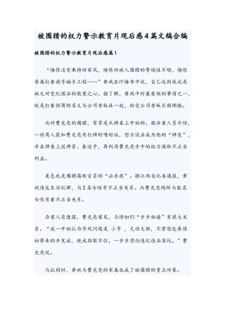 被围猎的权力警示教育片观后感4篇文稿合编.docx