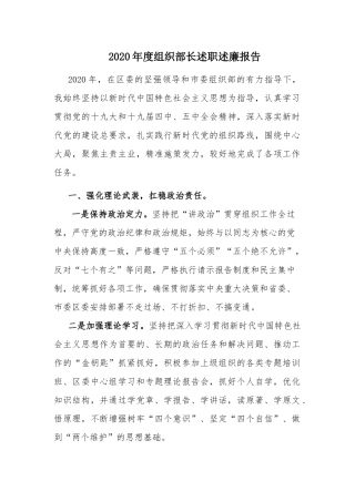2020年度组织部长述职述廉报告.docx