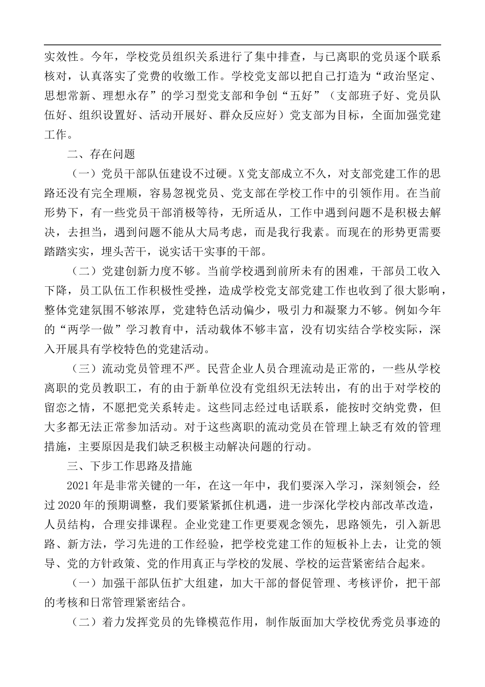 2020年作为党支部党建工作“第一责任人”党建述职.docx_第2页