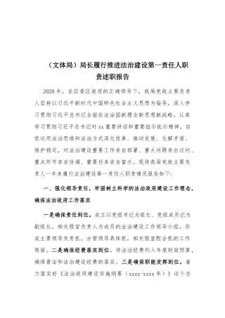 （文体局）局长履行推进法治建设第一责任人职责述职报告.docx