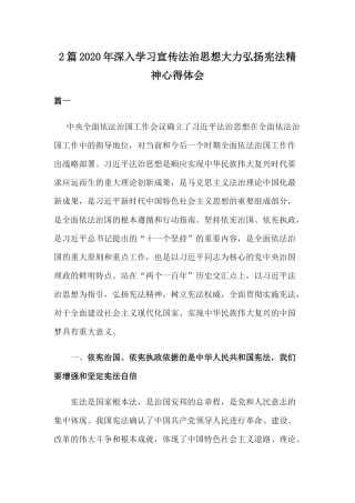 2篇2020年深入学习宣传法治思想大力弘扬宪法精神心得体会.docx