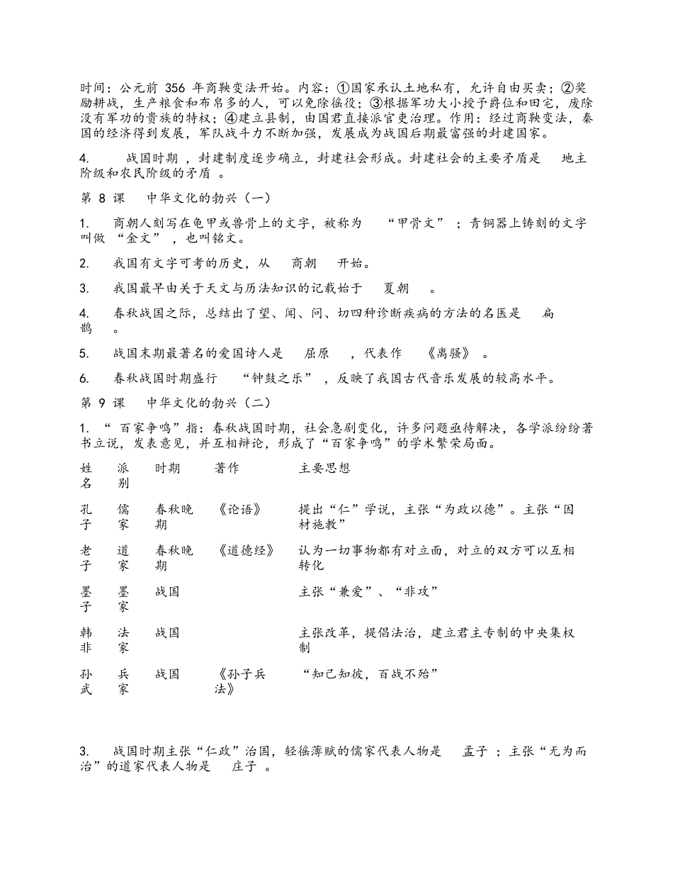 最新人教部编版七年级历史上册期末复习知识点考点重点总结归纳整理可编辑.docx_第3页
