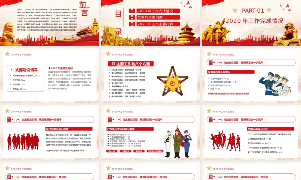 2021年各基层党支部开展工作制定计划总结汇报主题教育党日活动PPT.pptx