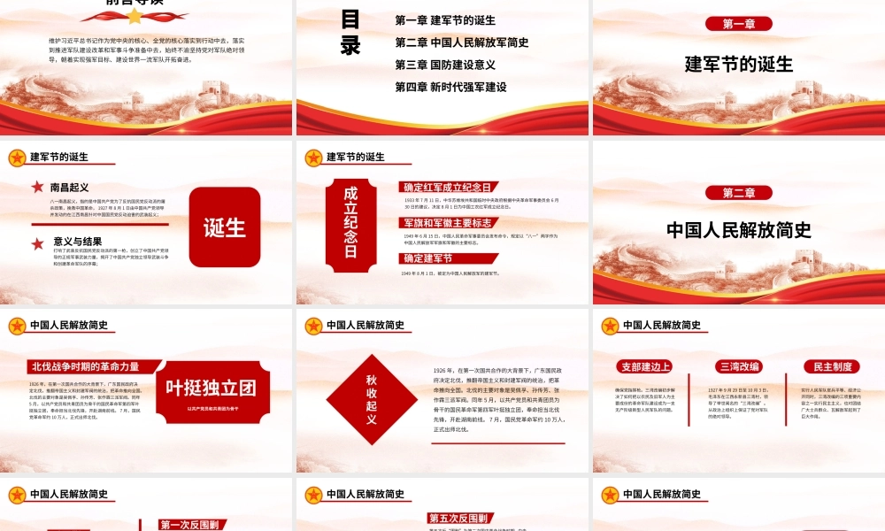 红色创意大气八一建军节教育PPT模板.pptx