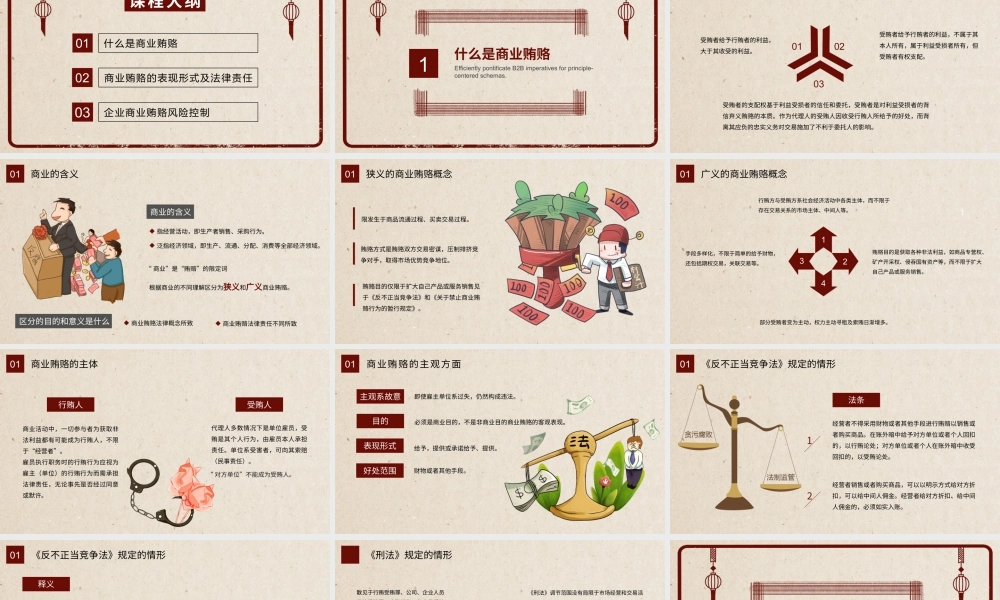 复古手绘卡通反商业贿赂司法培训PPT模板.pptx