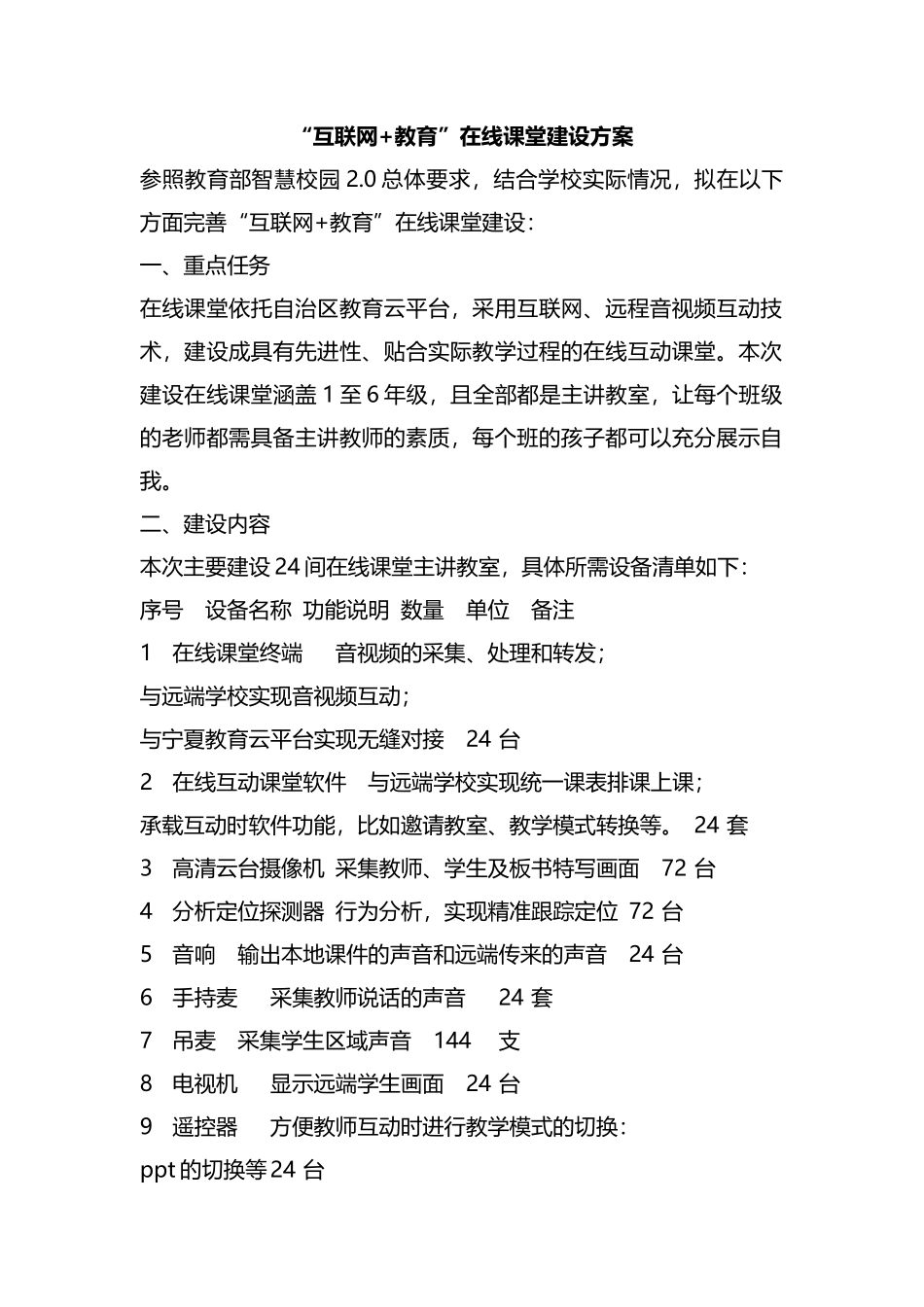“互联网+教育”在线课堂建设方案汇编.docx_第1页