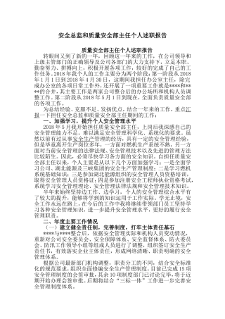 安全总监和质量安全部主任个人述职报告.doc