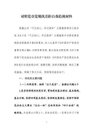 对照党章党规找差距自我检视材料.doc