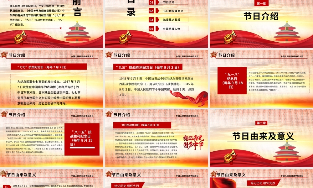 中国人民抗日战争胜利74周年纪念日抗战胜利党政党建党课PPT模板.pptx