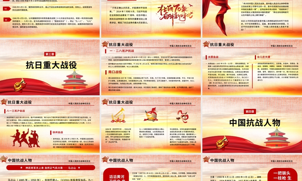中国人民抗日战争胜利74周年纪念日抗战胜利党政党建党课PPT模板.pptx